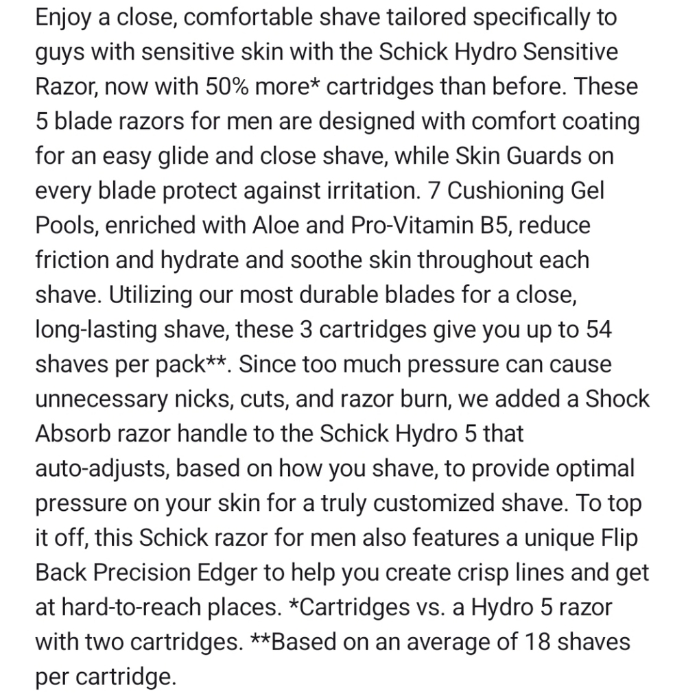 🐢2/$15 Schick Hydro Sensitive 5-Blade Razor + 3 Razor Blade Refills - Picture 13 of 14